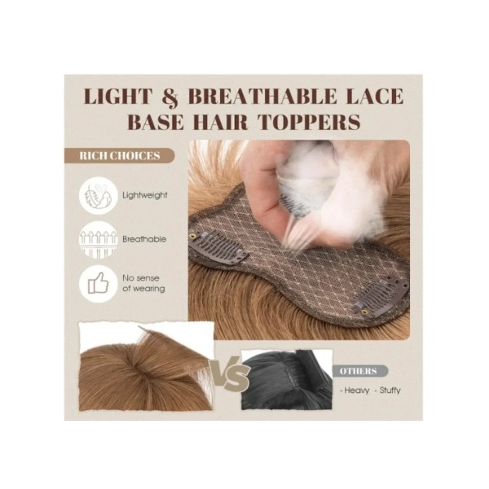 Rich Choices 100% Human Remy Hair Topper 10in Brown Blonde Mix #4P27 Bangs